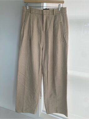 Banana Republic High-Rise Herringbone Wide-Leg Trousers Beige Heather Size 8
